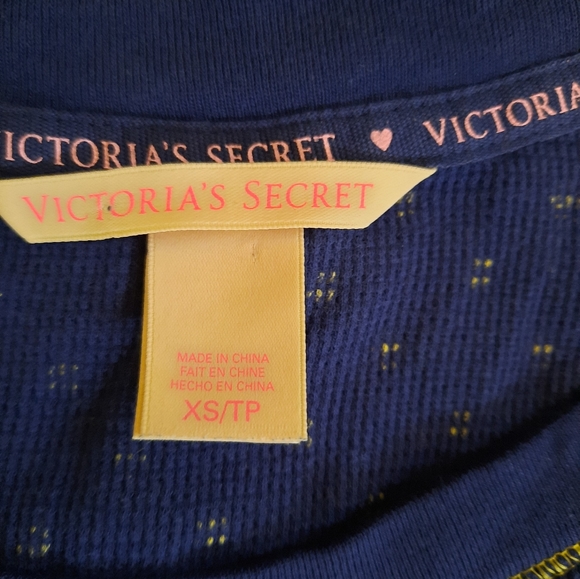 Victoria's secret navy gold polka dot top sweater sz XS *G - Picture 3 of 7